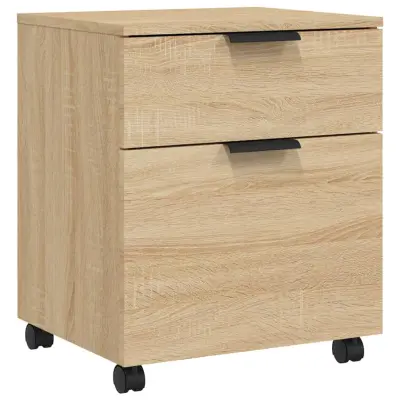 vidaXL Pisarniška omarica na kolesih sonoma hrast 45x38x54 cm inž. les