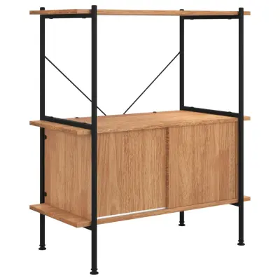 vidaXL Regal z omarico 3-nadstropen 80x40x92 cm jeklo in inž. les