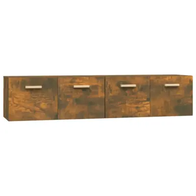 vidaXL Stenska omarica 2 kosa dimljeni hrast 80x35x36,5 cm inžen. les