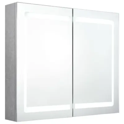 vidaXL LED kopalniška omarica z ogledalom betonsko siva 80x12x68 cm