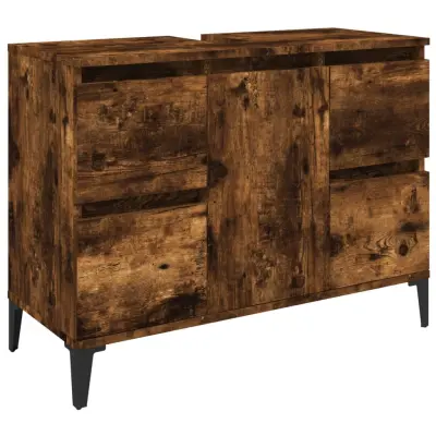 vidaXL Omarica za umivalnik dimljen hrast 80x33x60 cm inženirski les