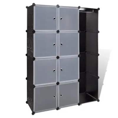 vidaXL Modularna omarica z 9 predelki 109x36,5x143 cm črno bela