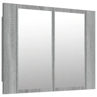 vidaXL LED omarica z ogledalom siva sonoma 60x12x45 cm inženirski les