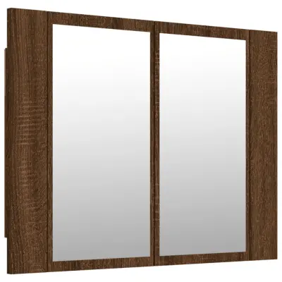 vidaXL LED omarica z ogledalom rjav hrast 60x12x45 cm inženirski les