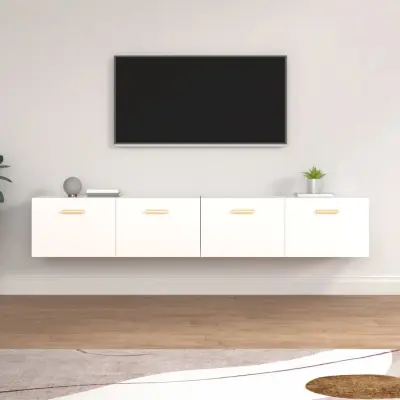 vidaXL Stenska omarica 2 kosa bela 100x36,5x35 cm inženirski les