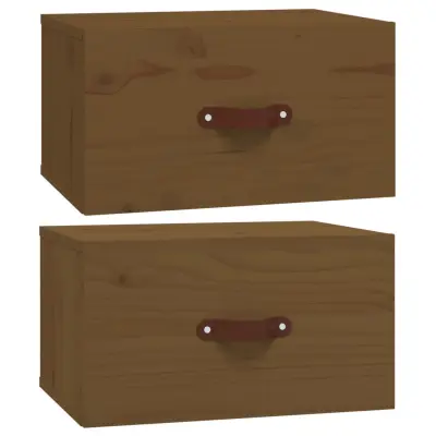 vidaXL Stenska nočna omarica 2 kosa medeno rjava 40x29,5x22 cm