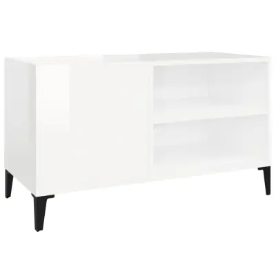 vidaXL Omarica za gramofonske plošče sijaj bela 84,5x38x48 cm inž. les