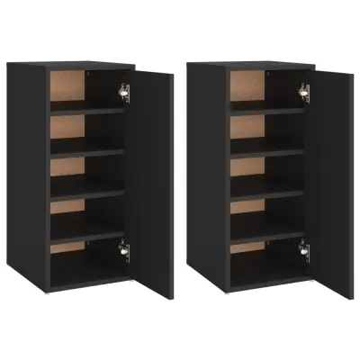 vidaXL Omarica za čevlje 2 kosa črna 32x35x70 cm iverna plošča