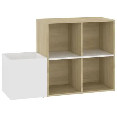 vidaXL Omara za čevlje bela in sonoma hrast 105x35,5x70 cm iverna pl.