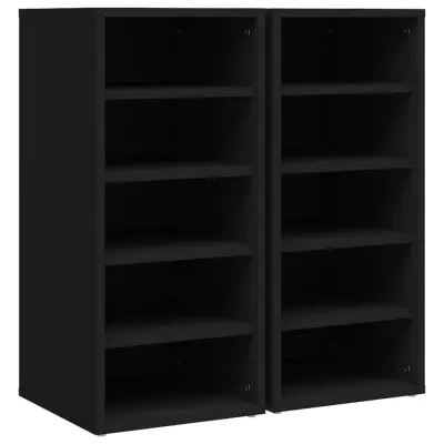 vidaXL Omarica za čevlje 2 kosa črna 31,5x35x70 cm iverna plošča