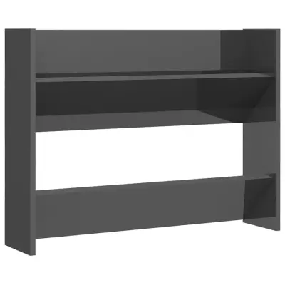 vidaXL Stenska omara za čevlje visok sijaj siva 80x18x60 cm iverna pl.