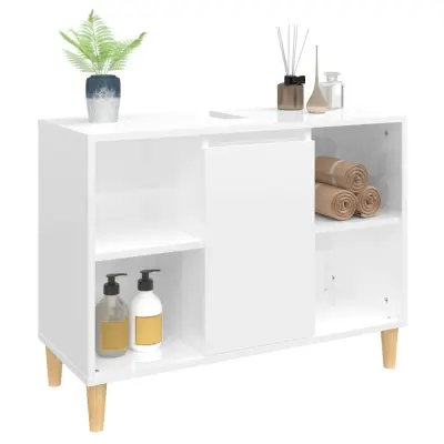 vidaXL Omarica za umivalnik visok sijaj bela 80x33x60cm inženirski les