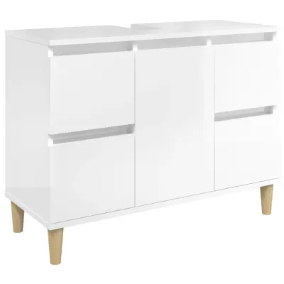 vidaXL Omarica za umivalnik visok sijaj bela 80x33x60cm inženirski les