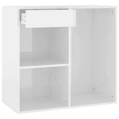 vidaXL Kozmetična omarica visok sijaj bela 80x40x75 cm konstruiran les