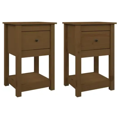 vidaXL Nočna omarica 2 kosa medeno rjava 40x35x61,5 cm trdna borovina