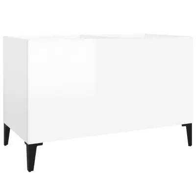 vidaXL Omarica za gramofonske plošče sijaj bela 74,5x38x48 cm inž. les
