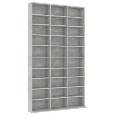 vidaXL Omarica za CD plošče betonsko siva 102x16x177,5 cm konstr. les