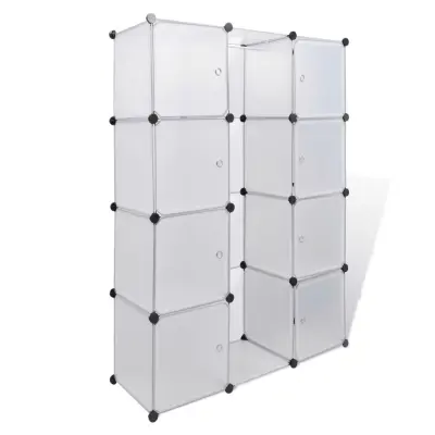 vidaXL Modularna omarica z 9 predelki 109x36,5x143 cm bela