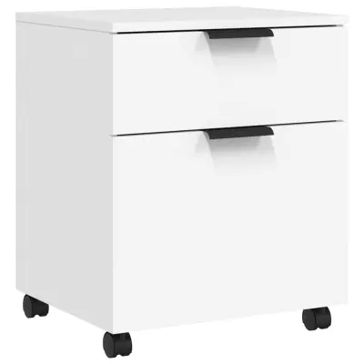 vidaXL Pisarniška omarica na kolesih bela 45x38x54 cm inženirski les