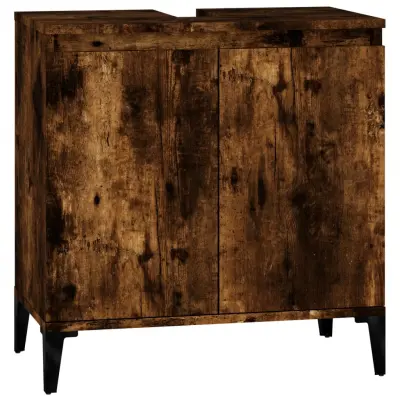 vidaXL Omarica za umivalnik dimljen hrast 58x33x60 cm inženirski les