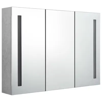 vidaXL LED kopalniška omarica z ogledalom betonsko siva 89x14x62 cm