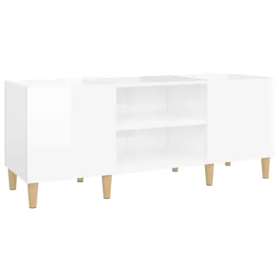vidaXL Omarica za gramofonske plošče sijaj bela 121x38x48 cm inž. les