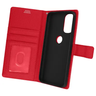Ovitek za Motorola Moto G31 in G41 z magnetnim jezickom, držalom za kartico in denarnico - rdec