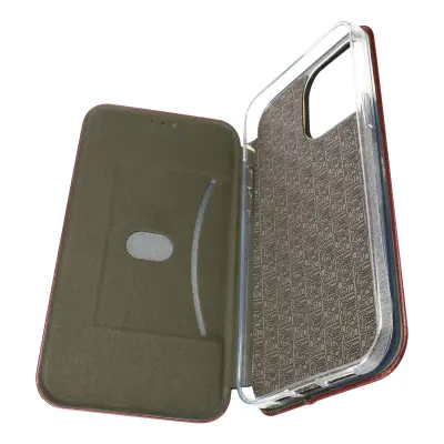 Zašcitni ovitek za iPhone 14 Pro Max, v imitaciji usnja z držalom za kartice - Bordo