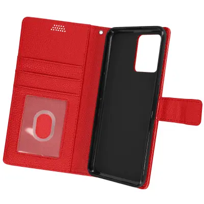 Ovitek Realme 9 4G in 9 Pro Plus z magnetnim jezickom, držalom za kartico in denarnico - rdec