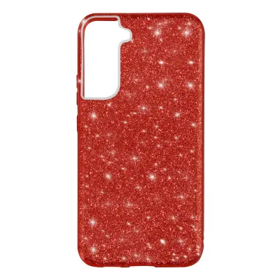 Ovitek z blešcicami za Samsung Galaxy S22, soft gel silikon - rdec
