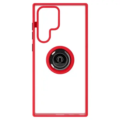 Samsung Galaxy S22 Ultra Finger Ring etui - matirano hrbtišce proti prstnim odtisom, združljivo z magnetnim stojalom - rdeca