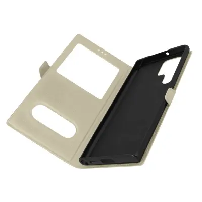 Ovitek za Samsung Galaxy S22 Ultra, dvojno okence in dvojni magnetni zavihek - zlata