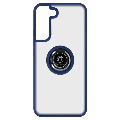 Ovitek za Samsung Galaxy S22 Plus z držalom za prstan, hrbtna stran z zašcitnim prstnim odtisom, združljiv z magnetnim stojalom, moder obris