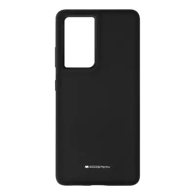 Ovitek Mercury za Samsung Galaxy S21 Ultra, mehak na dotik, poltrdi silikon - crn