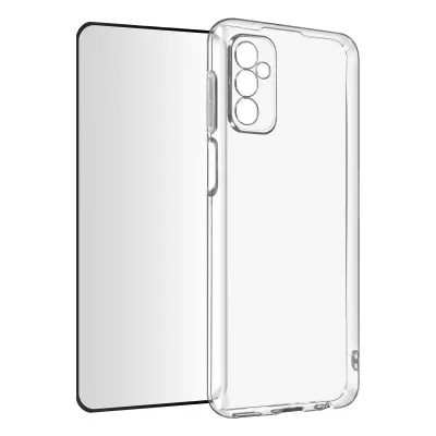 Samsung Galaxy M52 5G 360° Integral Pack - Crna prozorna mehka torbica iz kaljenega stekla