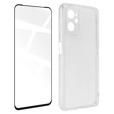 Realme 9i 360° Protection Pack: Transparent Soft Shell Tempered Glass Contour Black