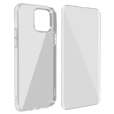 iPhone 13 Pro Max 360° Protection Pack: ovitek iz mehkega silikonskega gela iz kaljenega stekla - prozoren