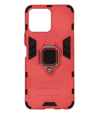 Ohišje iz dveh materialov Honor X8, odporno na udarce, s kovinskim obrocem - rdece