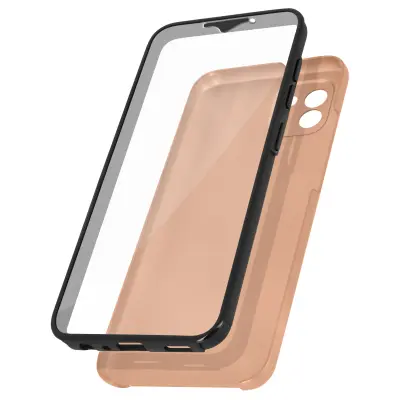 Integralno ohišje za Samsung Galaxy A03, prozorna sprednja in trda zadnja stran, rožnato zlata