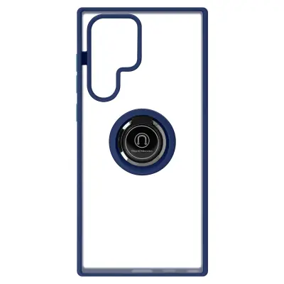 Samsung Galaxy S22 Ultra Finger Ring etui - matirano hrbtišce proti prstnim odtisom, združljivo z magnetnim stojalom - modra