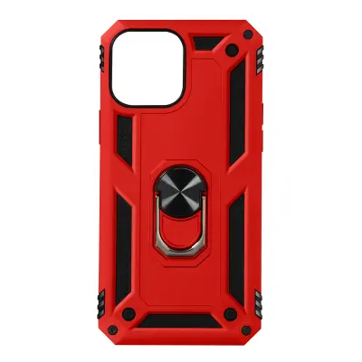 Trden ovitek iz dveh materialov za iPhone 13 Pro Max s podpornim obrocem - rdec