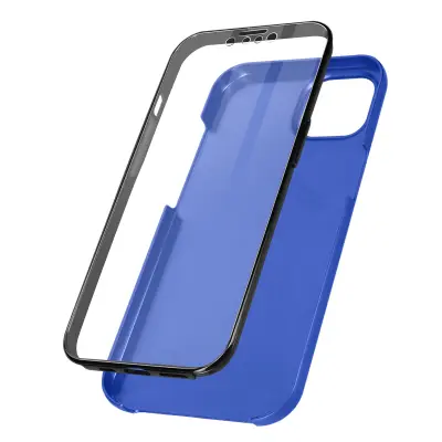 Zašcitna torbica iPhone 13 Mini Integral Front Back Rigid, soft-touch Metallic - Blue
