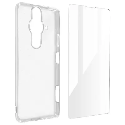 Sony Xperia Pro-I 360° Protection Pack: etui iz mehkega silikonskega gela iz kaljenega stekla - prozoren