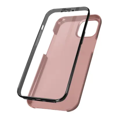 Trdo kovinsko zašcitno ohišje mehko na dotik za iPhone 13 Pro s polno sprednjo in zadnjo stranjo - rožnato zlato