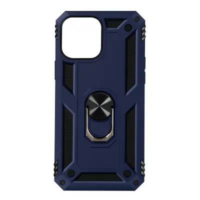 Trden ovitek iz dveh materialov za iPhone 13 Pro s podpornim obrocem - moder