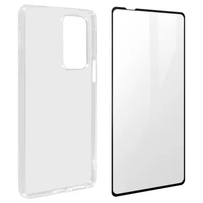 Popolna 360° zašcita - Prozorna mehka torbica Crno konturno kaljeno steklo za Motorola Edge 20 Pro