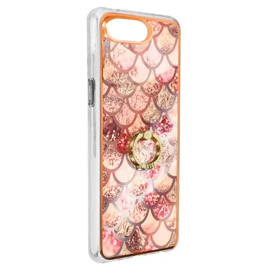 Roza etui z vzorcem za iPhone 8 Plus in 7 Plus, podporni prstan