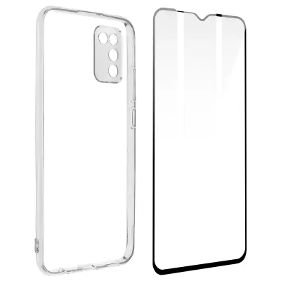 360° popolna zašcita - Prozorna mehka torbica Crno konturno kaljeno steklo za Samsung Galaxy A02s
