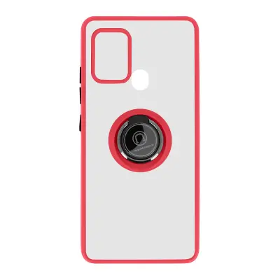 Ovitek z prstanom za Galaxy A21s - hrbtna stran z motno zašcito proti prstnim odtisom, združljivo z magnetnim stojalom - rdeca