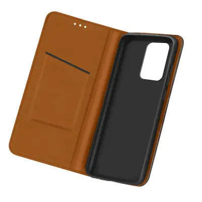 Usnjena torbica za Samsung Galaxy A72, magnetni preklop, funkcija stojala - crna